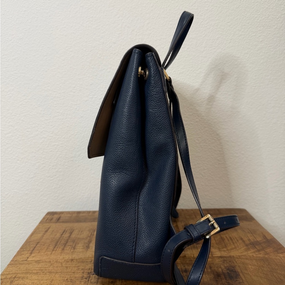 Michael Kors Dark Blue Hayes Backpack with Gold Lock - Picture 4 of 7
